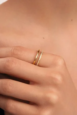 Anillo Bibiana Acero Baño Oro