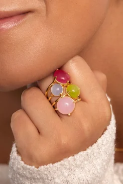 Anillo Celebrate Verde Baño Oro