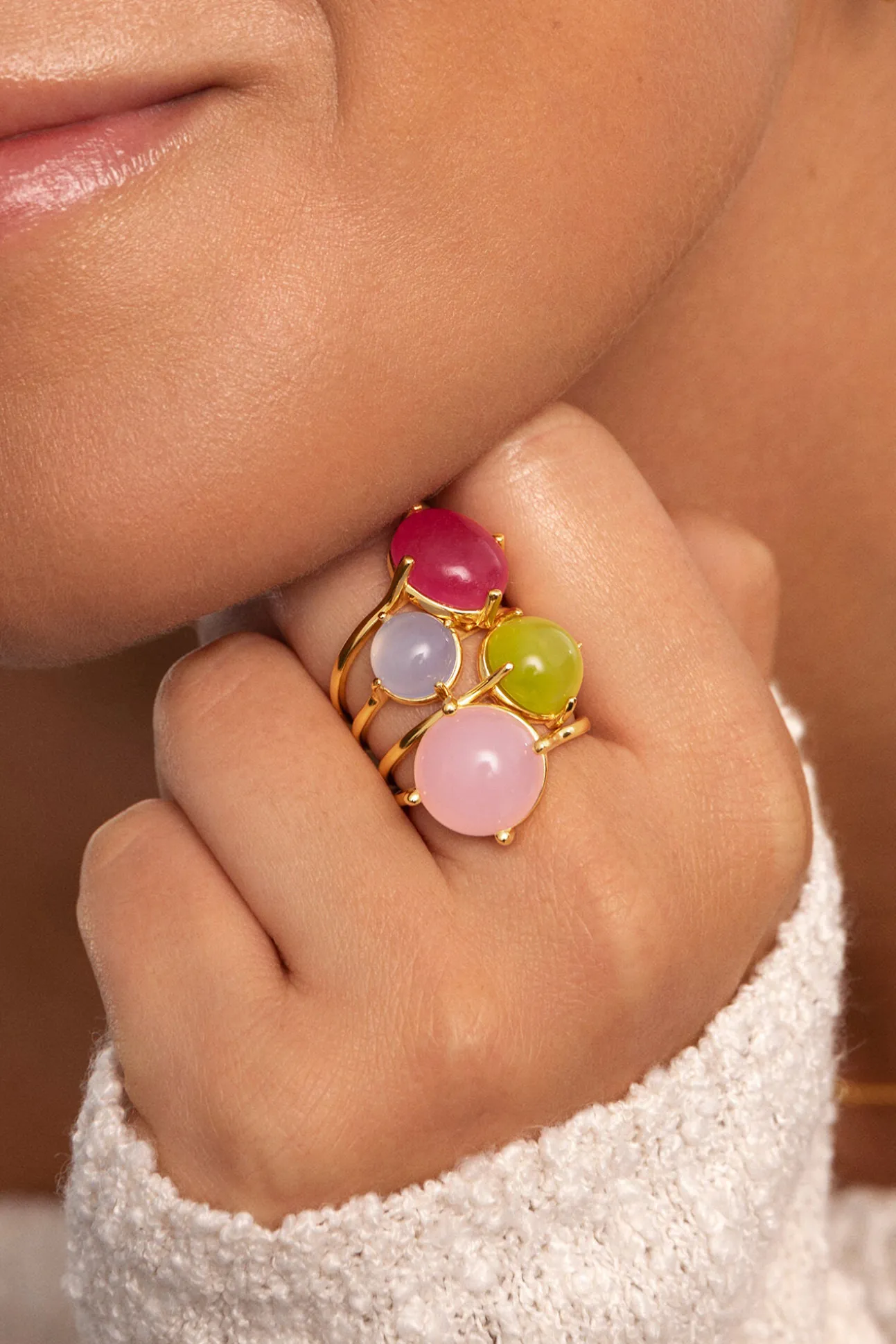 Anillo Celebrate Verde Baño Oro