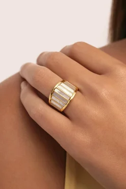 Anillo Siren Shells Acero Baño Oro