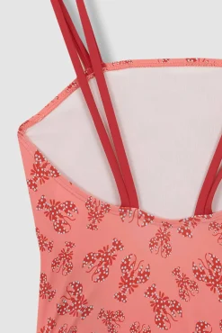 Bañador con estampado de langostas rosa