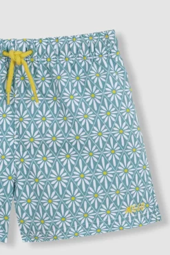 Bañador estampado de flor geométrica azul claro