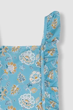 Bañador estampado flores azul claro