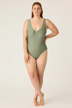 Bañador menstrual escote verde