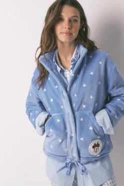 Bata corta polar Mickey azul estampado