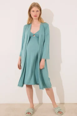 Bata larga "maternity" verde agua
