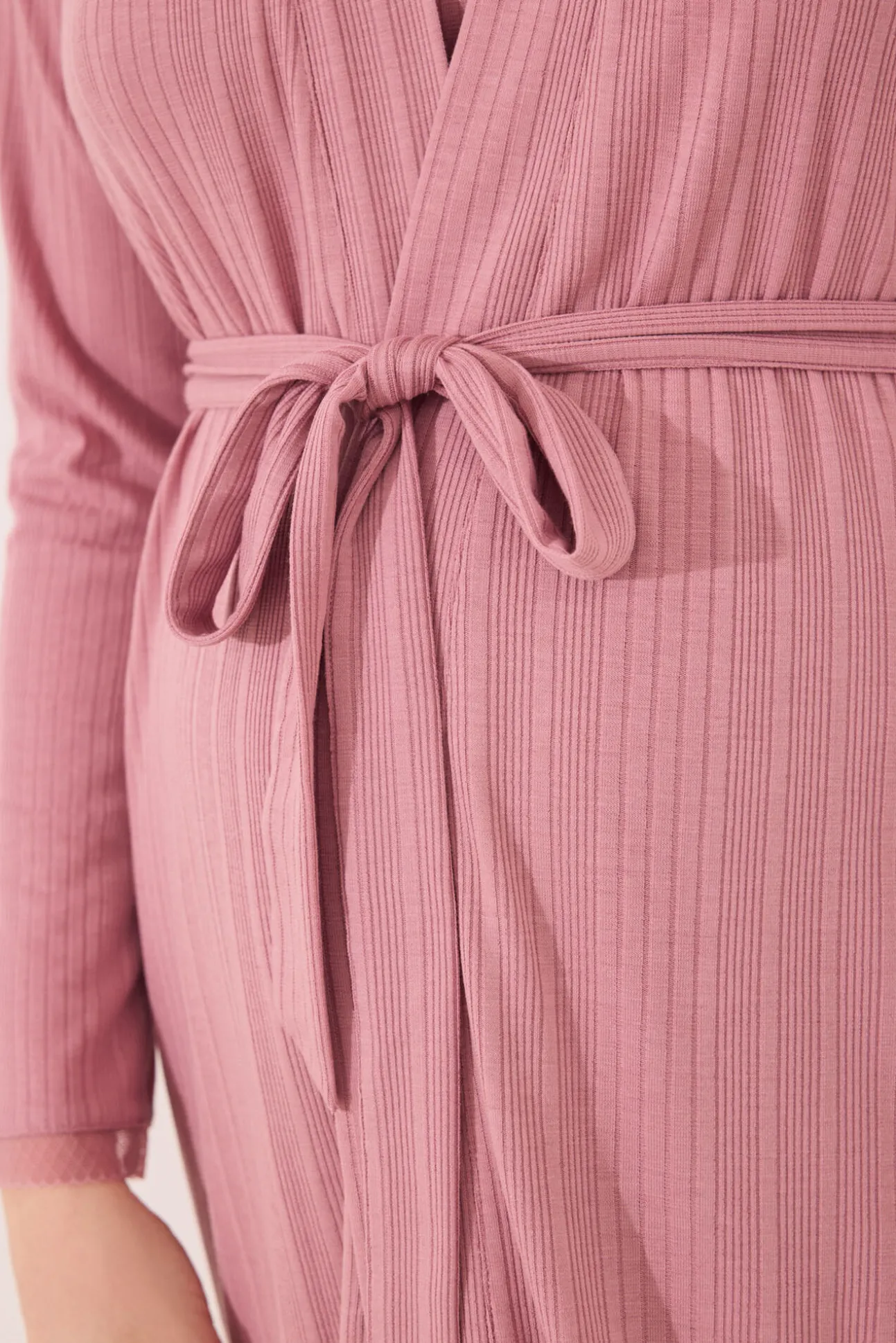 Bata midi "maternity" pointelle rosa
