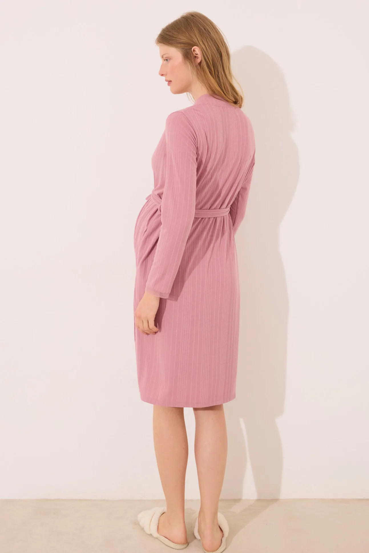 Bata midi "maternity" pointelle rosa