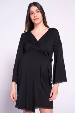 Bata premamá con encaje en el bajo