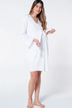 Bata premamá con encaje en el bajo