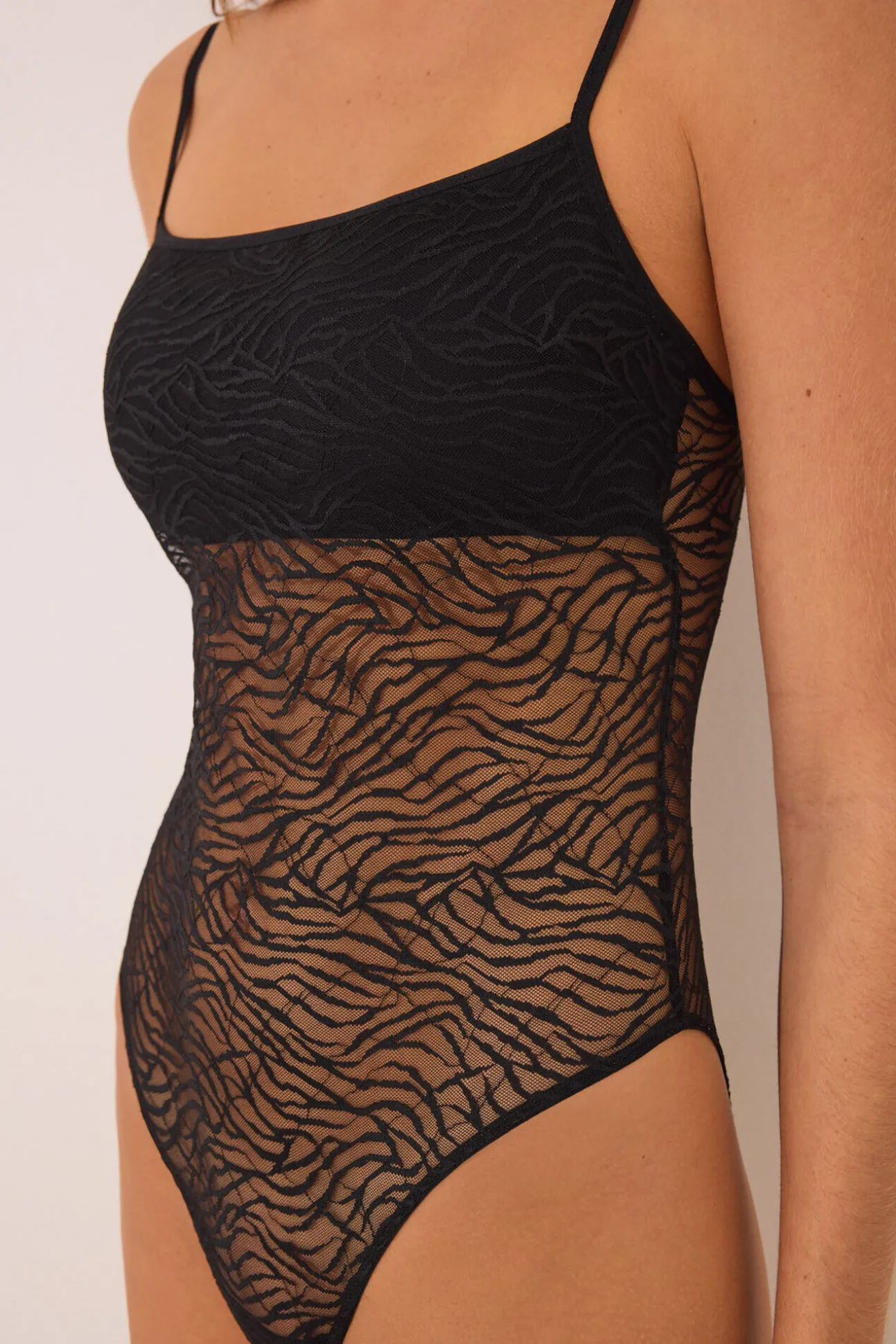 Body encaje cebra negro
