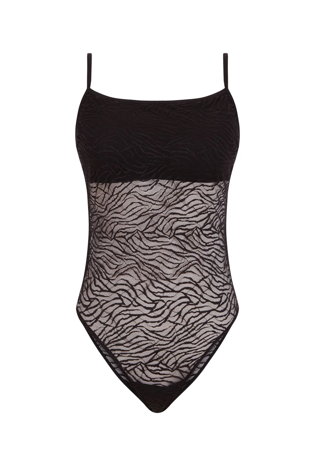 Body encaje cebra negro