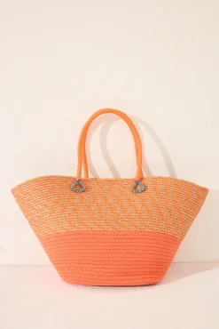 Bolso capazo rafia naranja