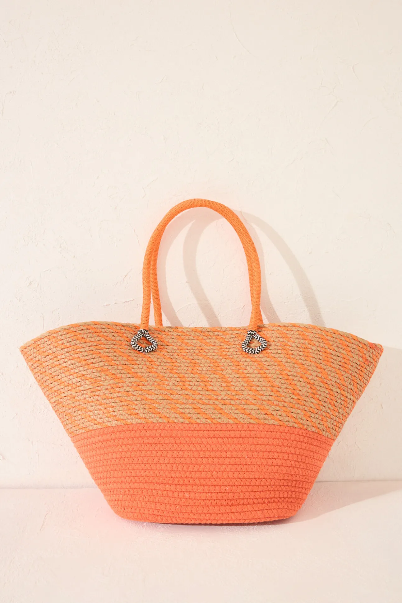 Bolso capazo rafia naranja
