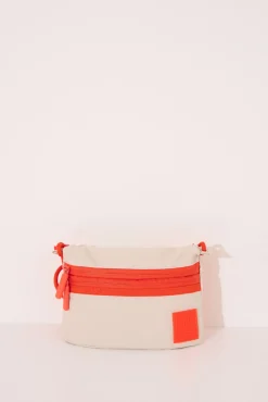 Bolso cartera nylon beige
