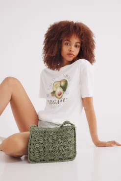 Bolso hombro rafia