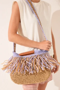 Bolso mediano rafia flecos