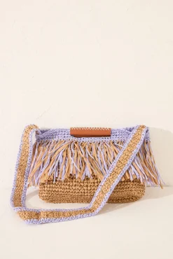 Bolso mediano rafia flecos