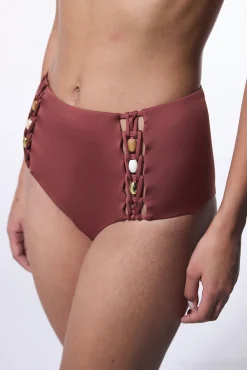 Braga alta de bikini marrón