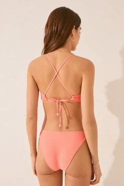 Braga bikini clásica naranja plisado