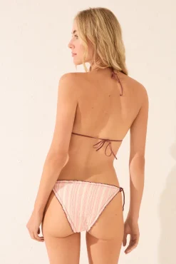 Braga bikini clásica raya tejida rosa