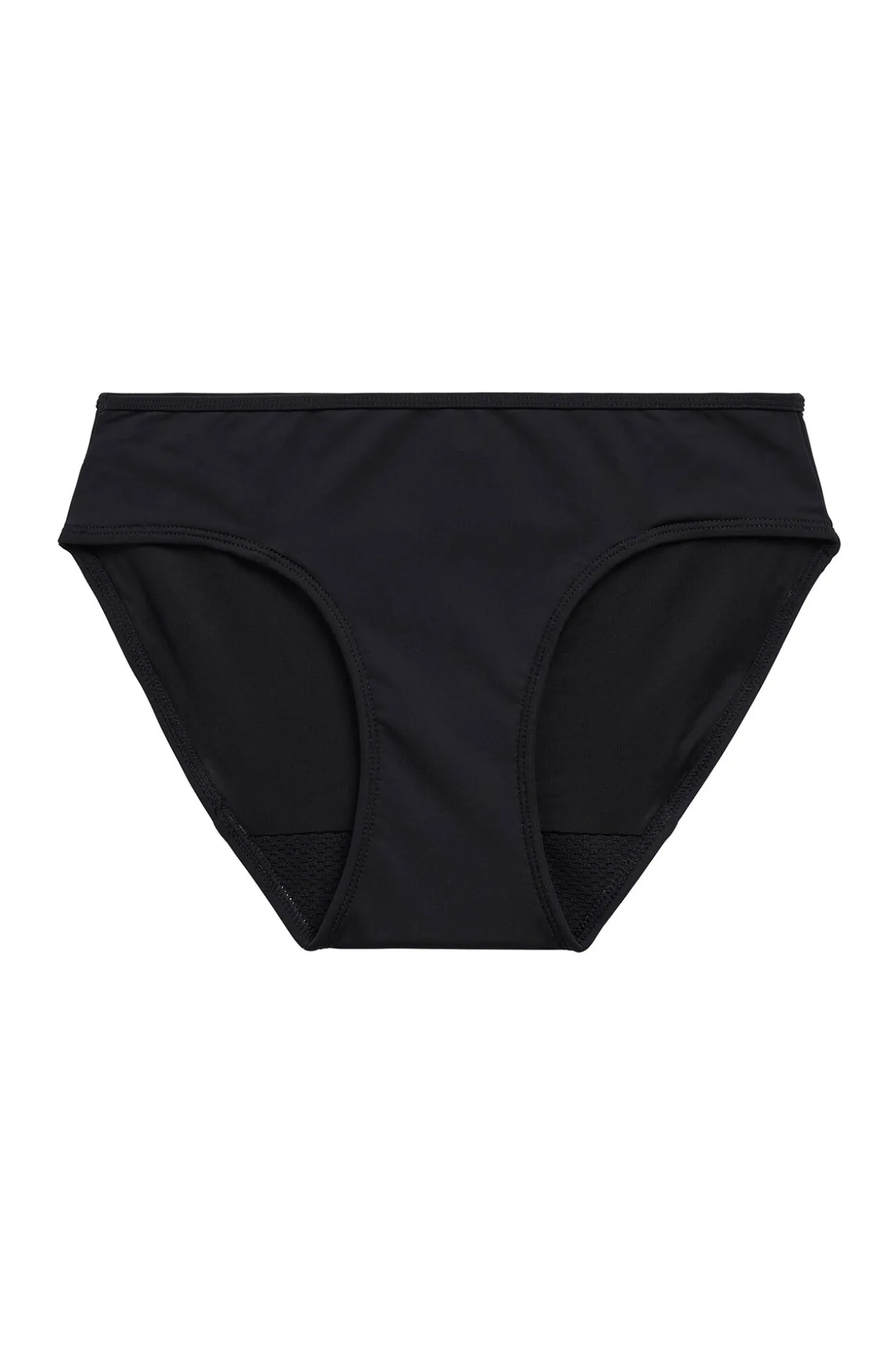 Braga bikini menstrual adolescente nailon reciclado negra absorción ligera moderada