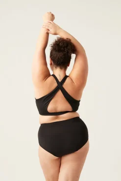 Braga bikini menstrual alta nailon reciclado negra absorción ligera moderada