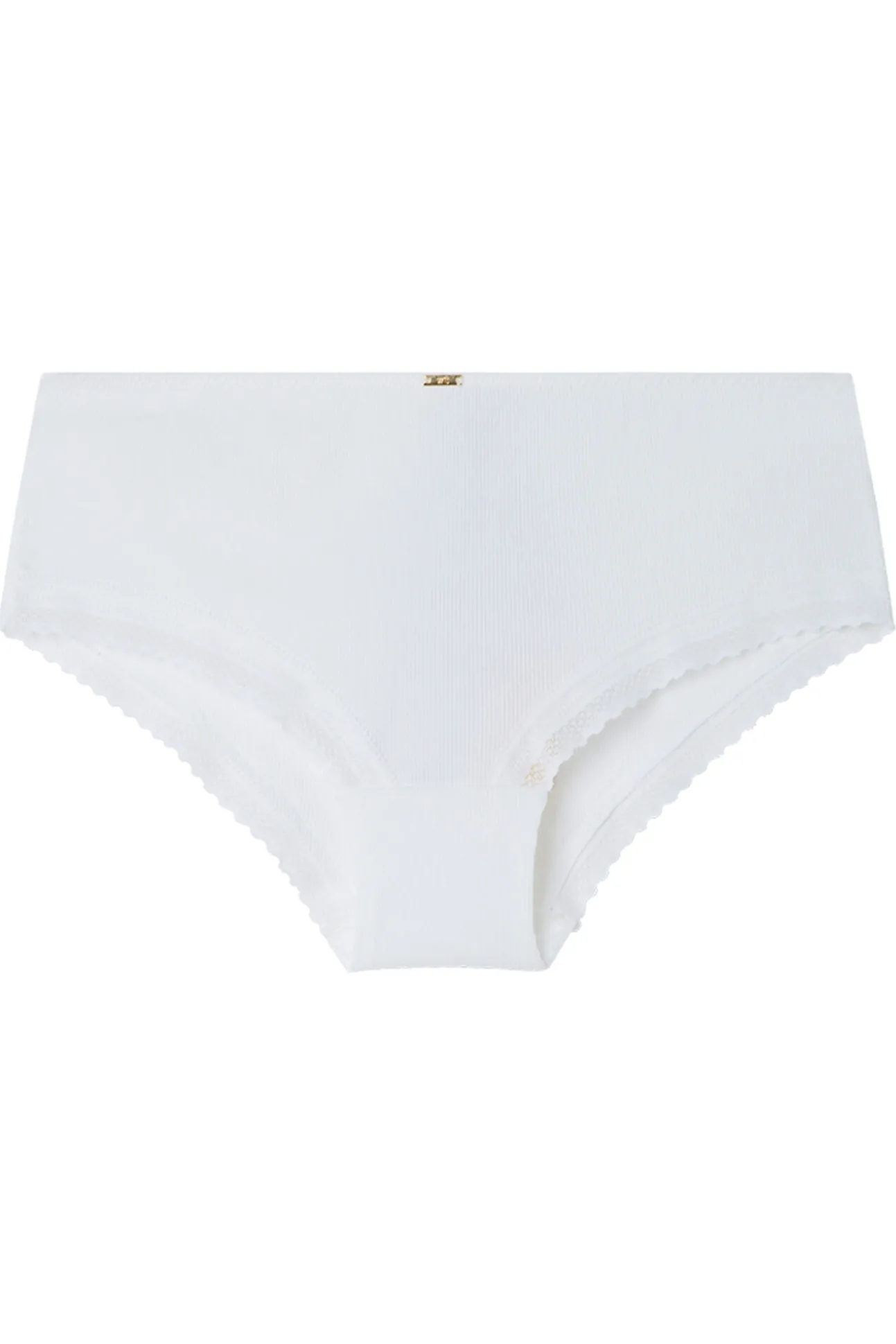 Braga boxer algodón canalé encaje marfil
