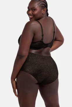 Braga de bikini midi moldeadora brillo negro
