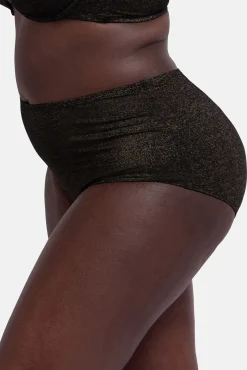 Braga de bikini midi moldeadora brillo negro
