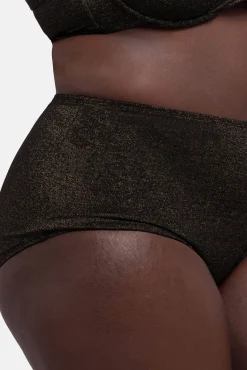Braga de bikini midi moldeadora brillo negro