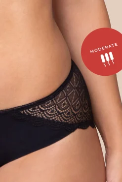 Braga menstrual bikini encaje negra – Absorción media