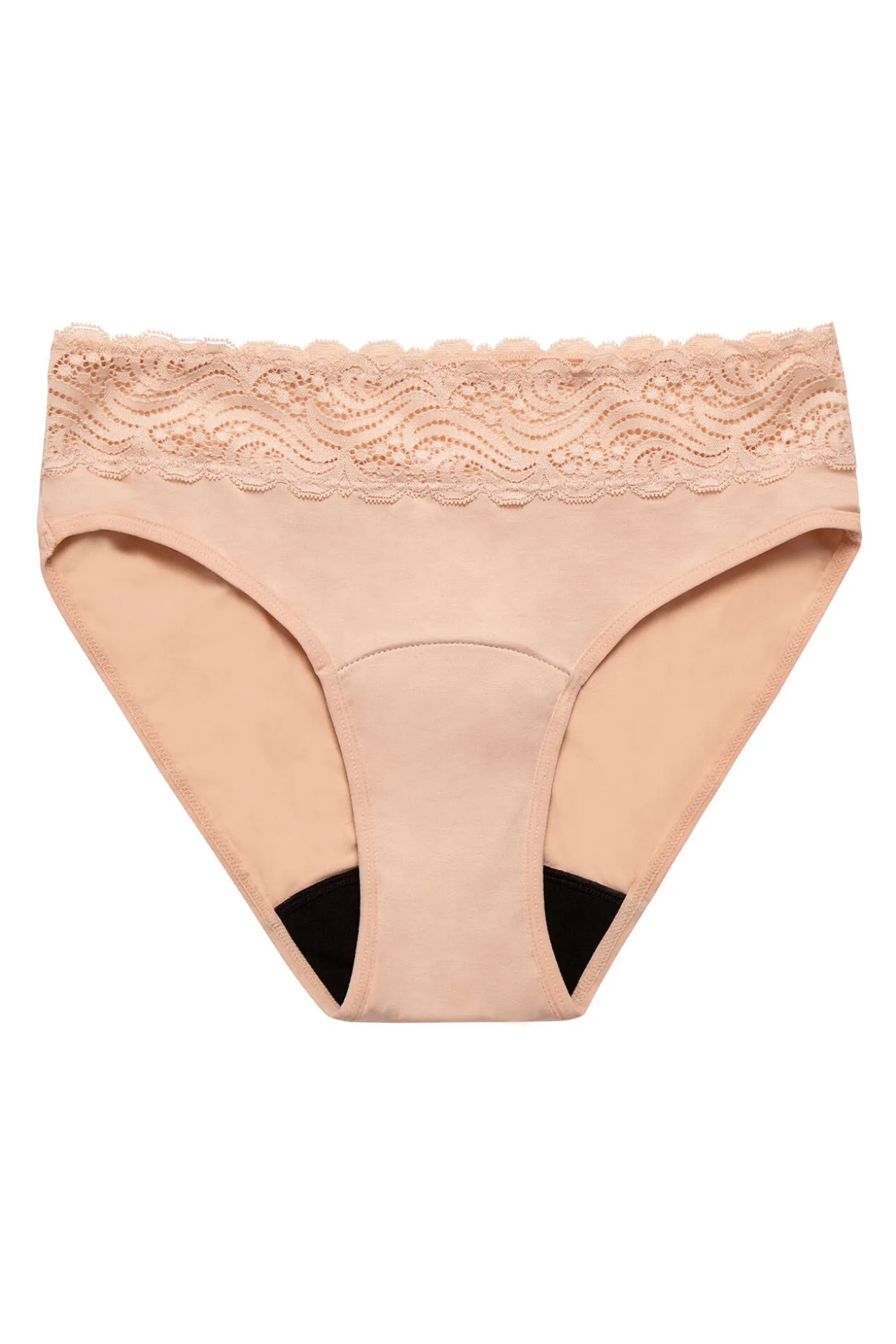 Braga menstrual encaje alta bambú negra absorción ligera moderada