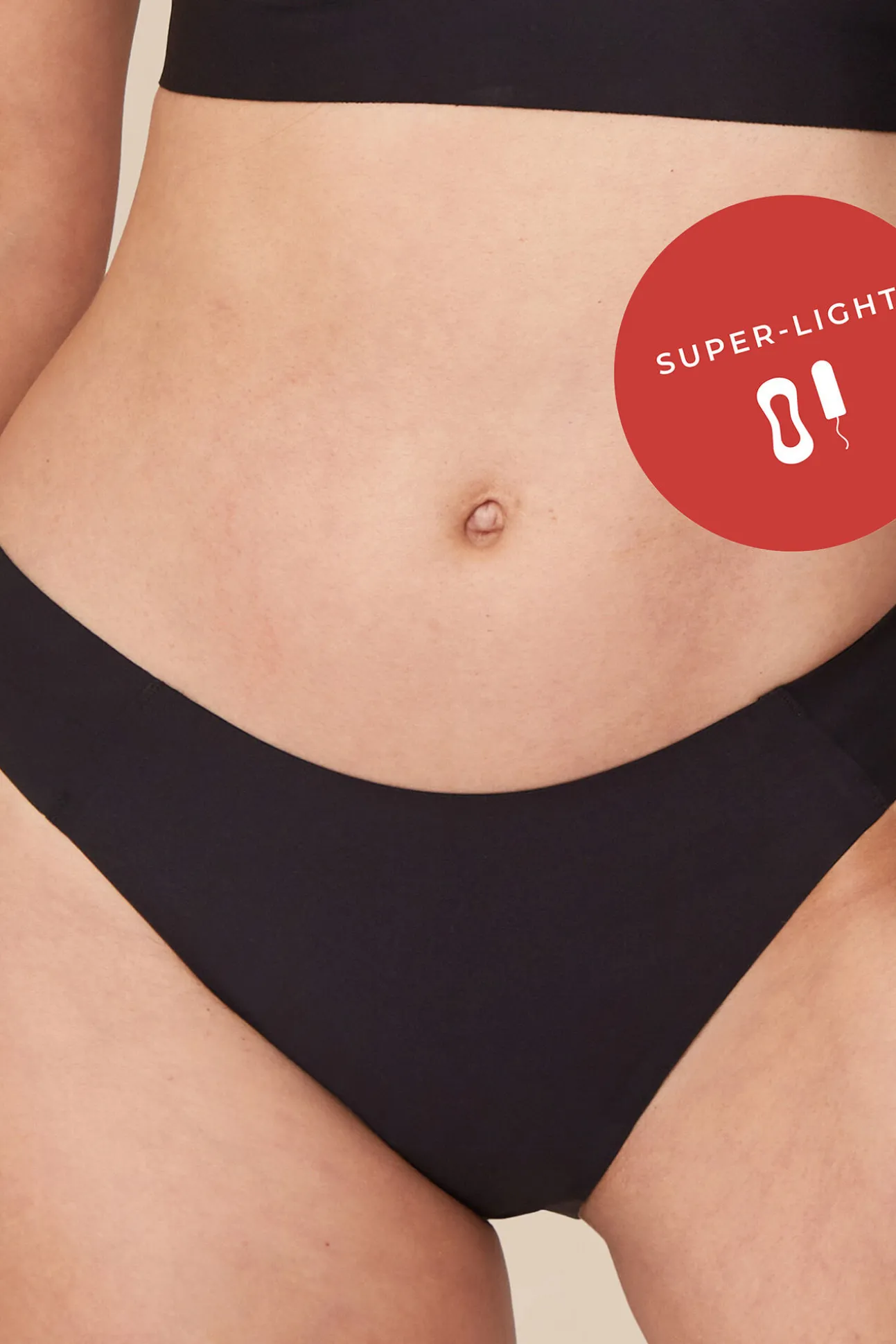 Braga menstrual Everyday bikini negra – Absorción super ligera