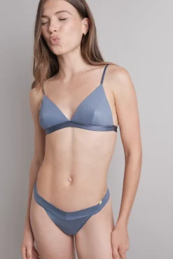 Braga tanga microfibra brillo azul