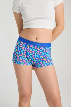 Braguita menstrual adolescente hipster boyshort algodón orgánico Candy Bear Blue absorción Moderada Abundante