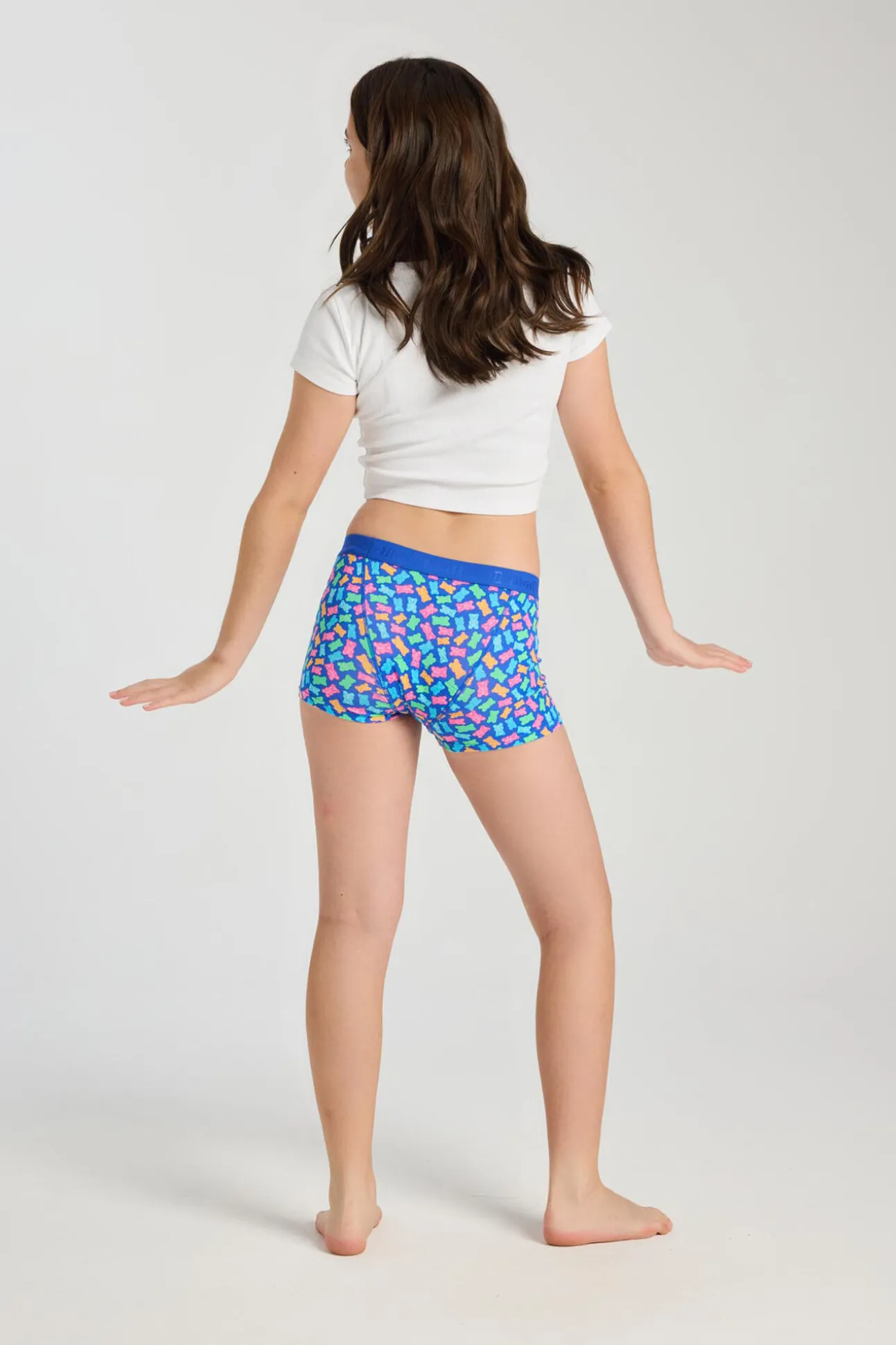 Braguita menstrual adolescente hipster boyshort algodón orgánico Candy Bear Blue absorción Moderada Abundante