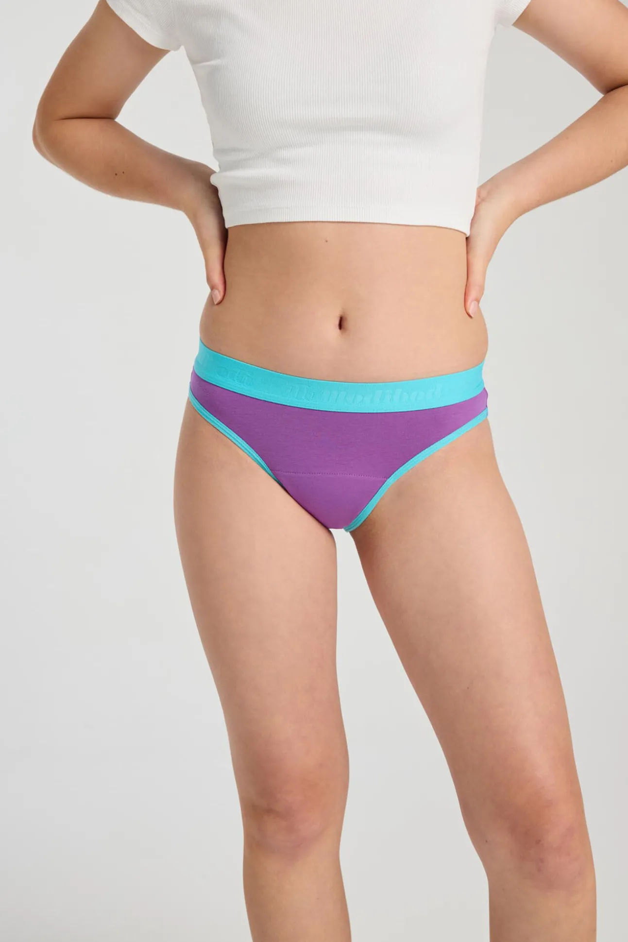 Braguita menstrual adolescente hipster algodón orgánico Power Purple absorción moderada abundante