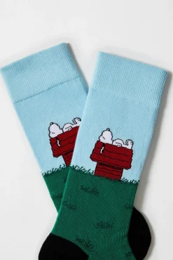Calcetines altos Besocks de algodón orgánico color azul celeste y verde