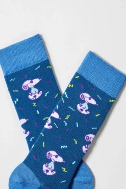 Calcetines altos Besocks de Snoopy de algodón orgánico color azul