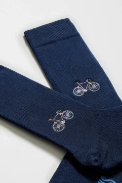 Calcetines altos print bicicleta algodón orgánico azul