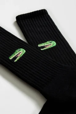 Calcetines altos print cocodrilo algodón orgánico negro