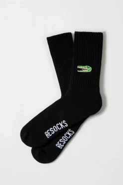Calcetines altos print cocodrilo algodón orgánico negro