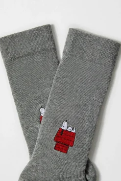 Calcetines altos SNOOPY algodón orgánico gris