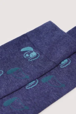 Calcetín jacquard caras perros