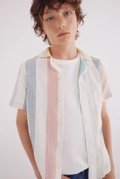 Camisa manga corta rayas niño