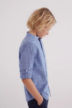 Camisa textura cuello mao niño