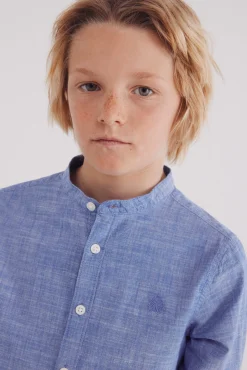 Camisa textura cuello mao niño