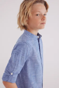 Camisa textura cuello mao niño