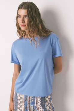 Camiseta azul 100% algodón